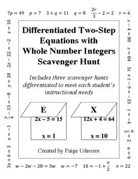 Integers Two Step Equations Web Printer Driver