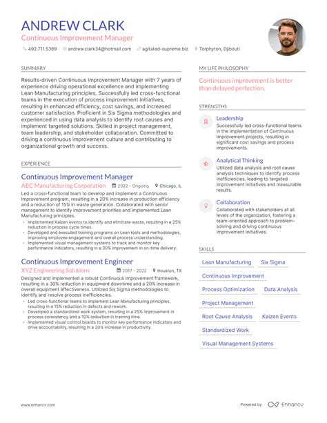 3 Successful Continuous Improvement Manager Resume Examples And Writing Tips For 2024