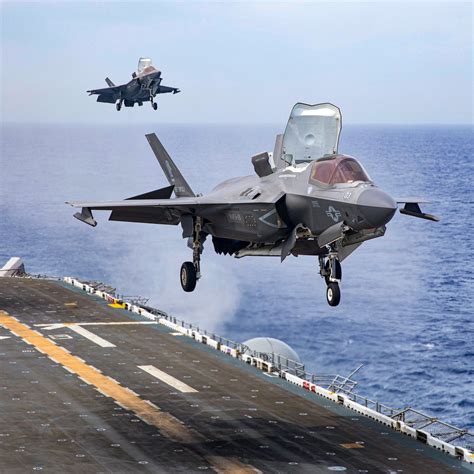 A U S Marine Corps F 35B Lightning Ii With Marine Fighter Attack Squadron 121 Hovers Overhead