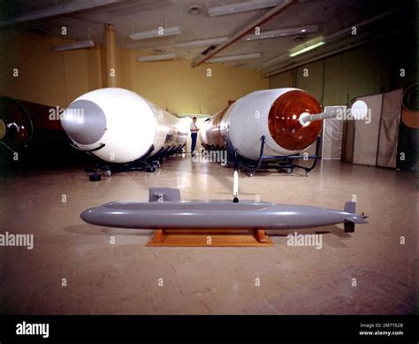 A View Of A Mock Up Of A Trident I C 4 Missile Right And Its Predecessor The Poseidon C 3