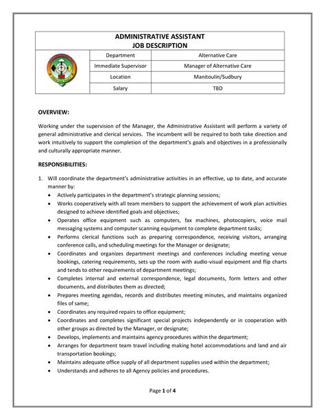 Administrator Job Description 2024 Template