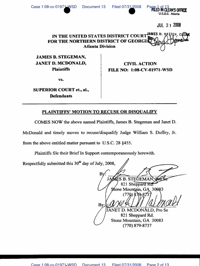 Affidavit To Disqualify Or Recuse Judge For Prejudice Disqualify Judge Us Legal Forms