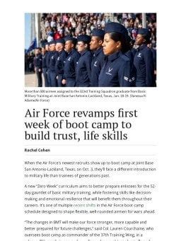 Air Force Revamps First Week Of Boot Camp To Build Trust Life Skills