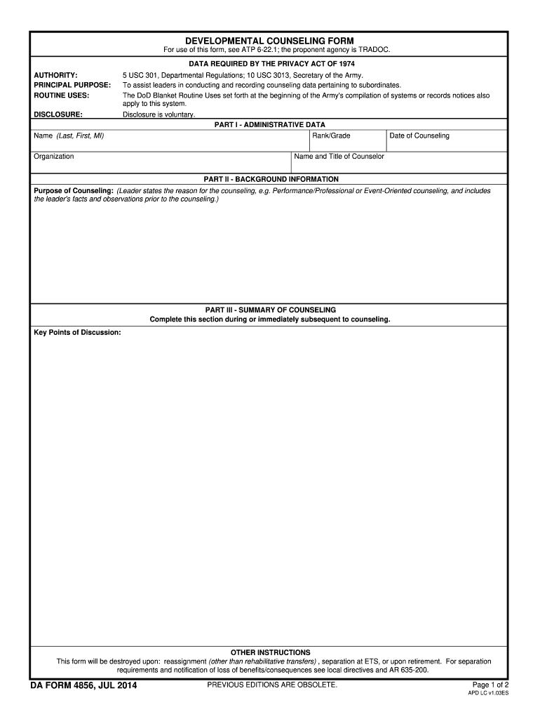 Da Form 4856 Developmental Counseling - Web Printer Driver