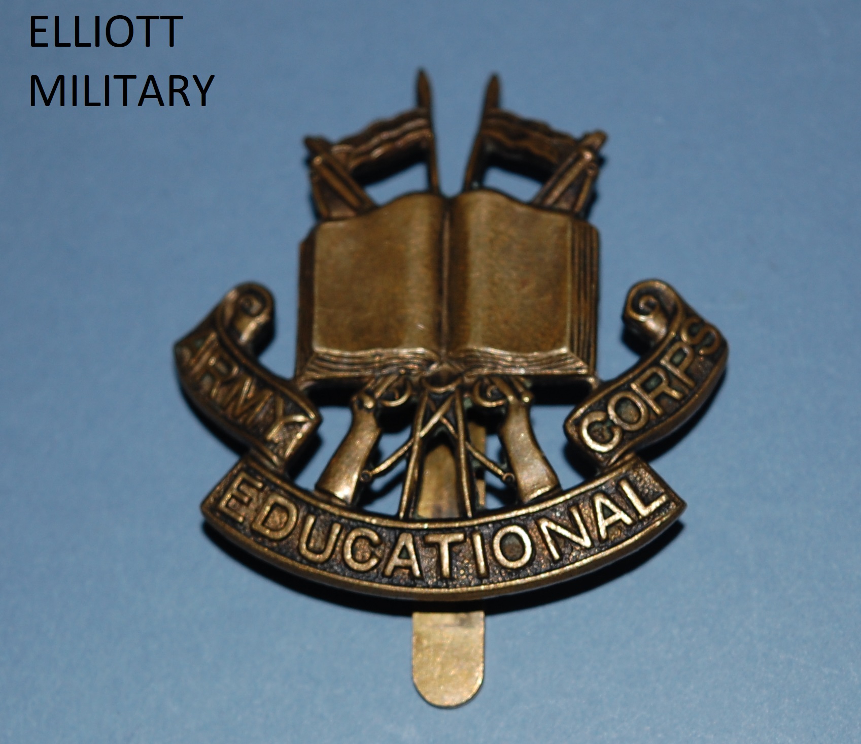 Army Education Corps Brass Cap Badge 1St Pattern Elliott Military