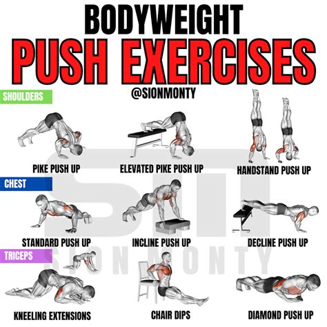 Bodyweight Push Exercises Calisthenics Workout Plan Calisthenics Workout Routine Push Day