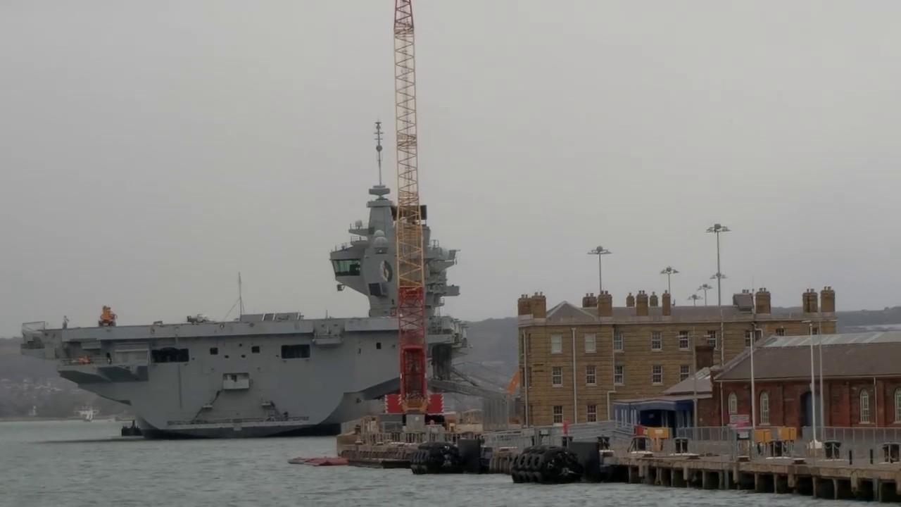 British Aircraft Carrier At Portsmouth Port Youtube