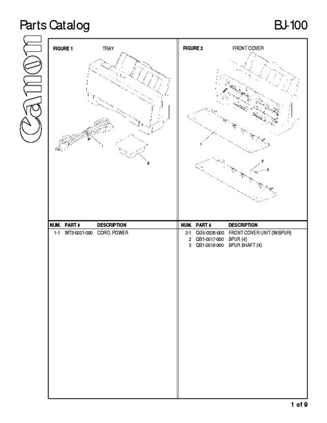 Canon Bj 100 Parts Service Manual Download Schematics Eeprom Repair