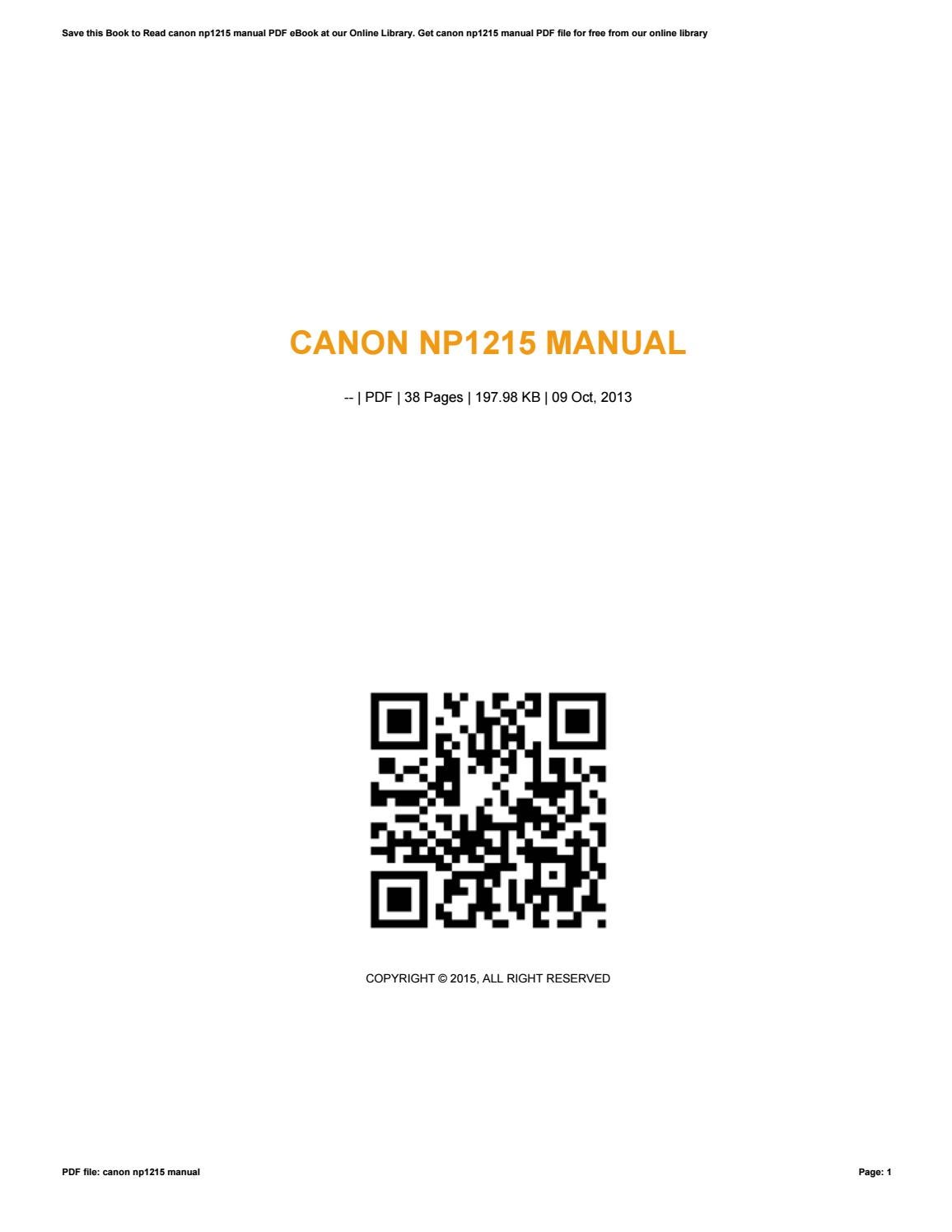 Canon Np1215 Manual By E47545 Issuu