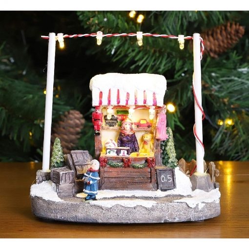 Christmas Concepts 34Cm Battery Operated Led Light Up Santas Sleigh Flying Reindeer Scene