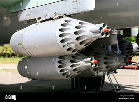 Close Up Of A Rocket Pod Of The Mil Mi 24 Helicopter Gunship Hind Stock Photo Royalty Free