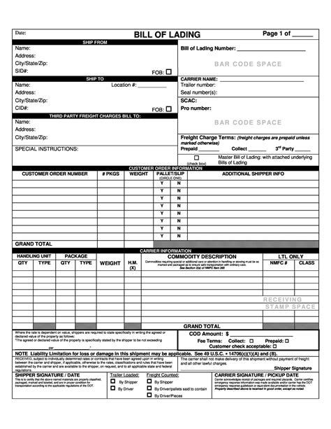 Create And Print A Bill Of Lading