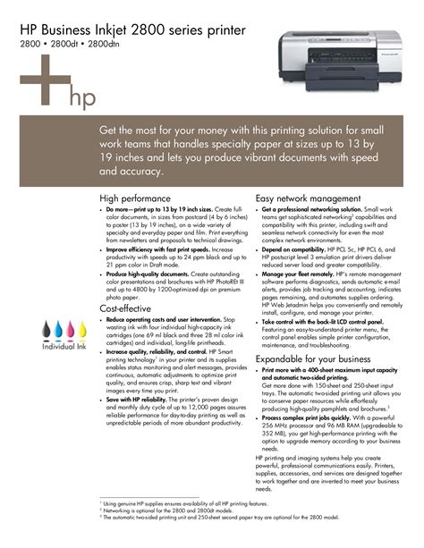 Download Free Pdf For Hp Business Inkjet 2800 Printer Manual