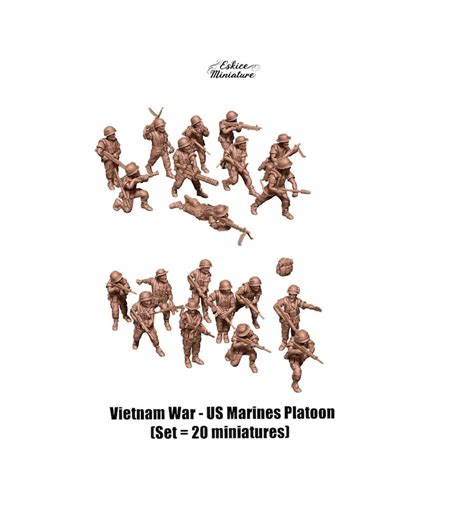 Eskice Miniatures Vietnam War Us Marines Platoon Set 20 Miniatures Tabletop Wargame 3D