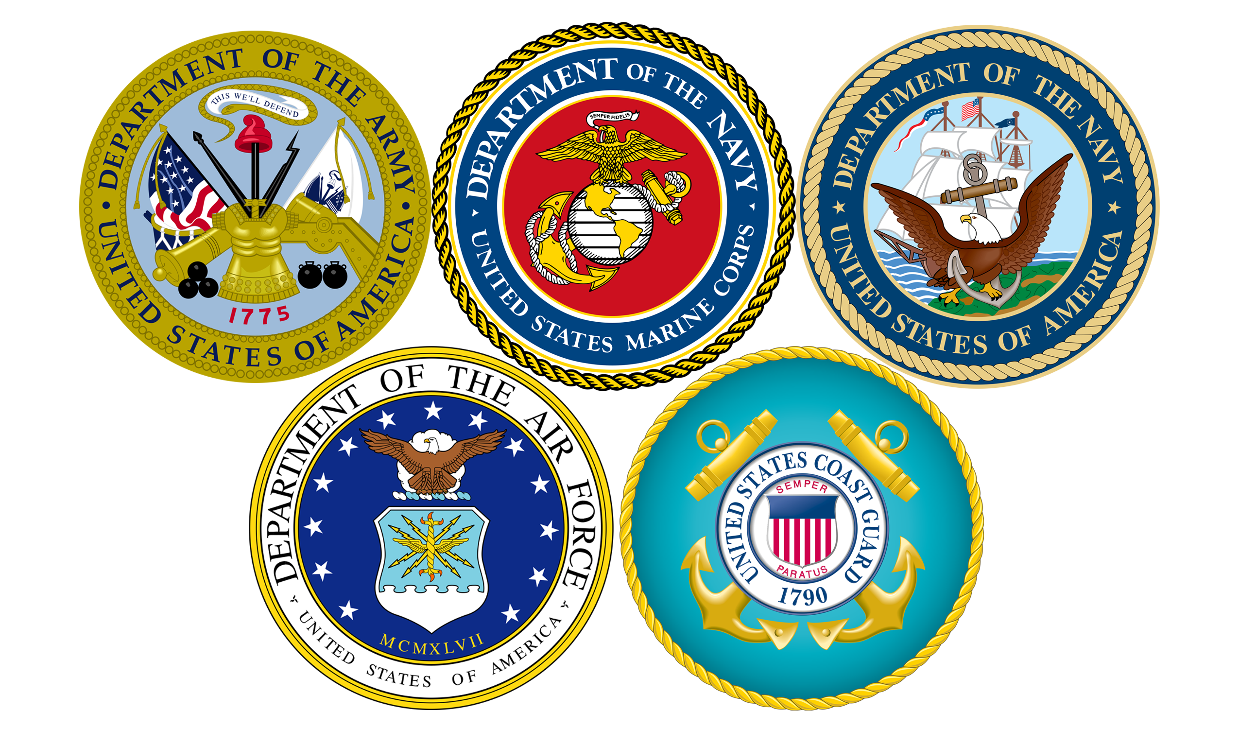 Five Us Military Branches Logos Pdf Military Xstitch Com