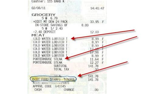 Food Stamp Abuse Receipt Shows Purchase Of Lobster Porterhouse Steak