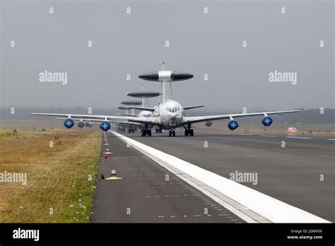 Geilenkirchen Germany Jul 2 2017 Row Of Nato Boeing E 3 Sentry Awacs Radar Planes On The