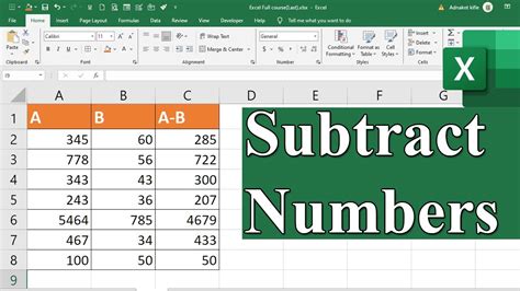 How To Subtract Numbers In Excel Basic Way