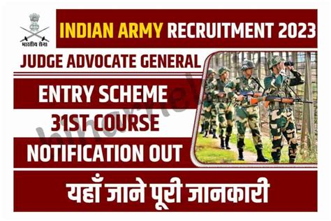 Indian Army Jag Entry Scheme 31St Course October 2023 Notification Out