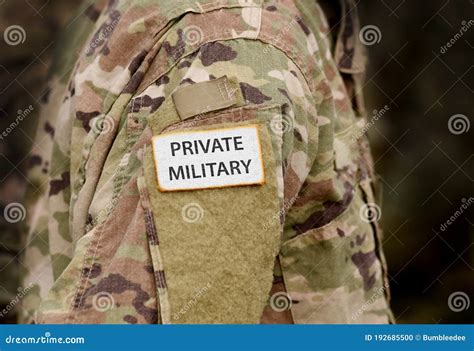 Inscription Private Military On Soldier Arm Private Army Stock Photo Image Of Ceasefire