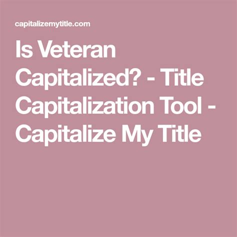 Is Veterans Capitalized