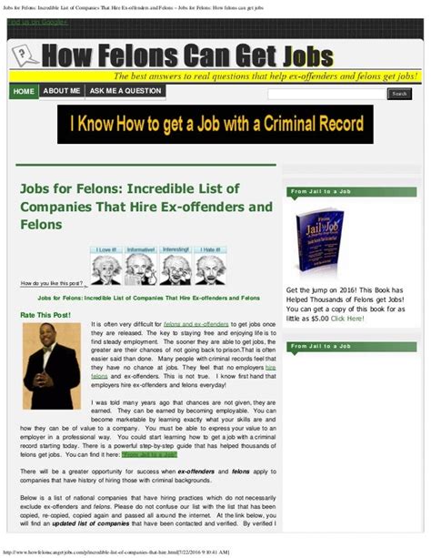 Jobs For Felons Incredible List Of Companies That Hire Ex Offenders And Felons Jobs For Felons