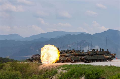 K2 Black Panther Tank Fires A 120Mm Shell During South Korea S Largest Ever Firepower