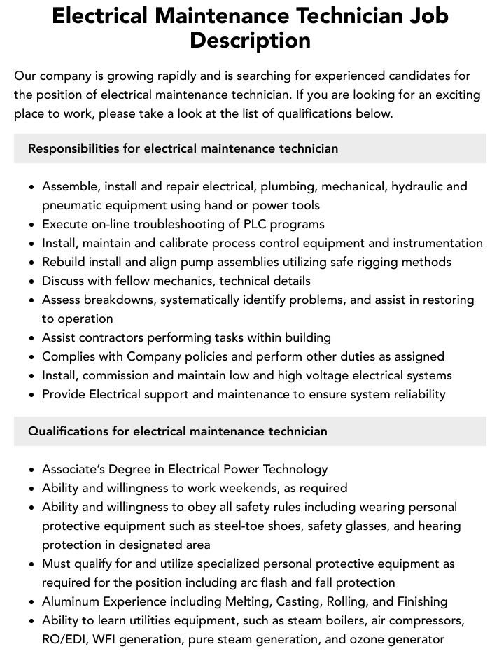 Maintenance Technician Job Duties Skills Responsibilities And Salary