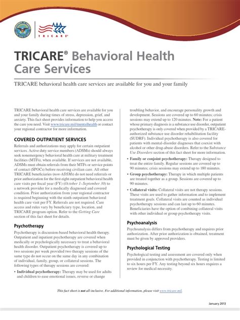 Mental Health Care Services An Overview Of Tricare Mental Health Care Services And Resources