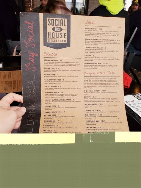 Menu At Social House 103 Pub Bar Dundee