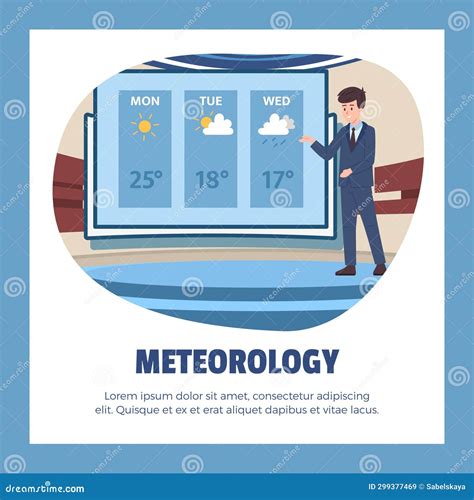 Meteorologist Tell Daily Weather Forecast Banner Design Stock Vector Illustration Of