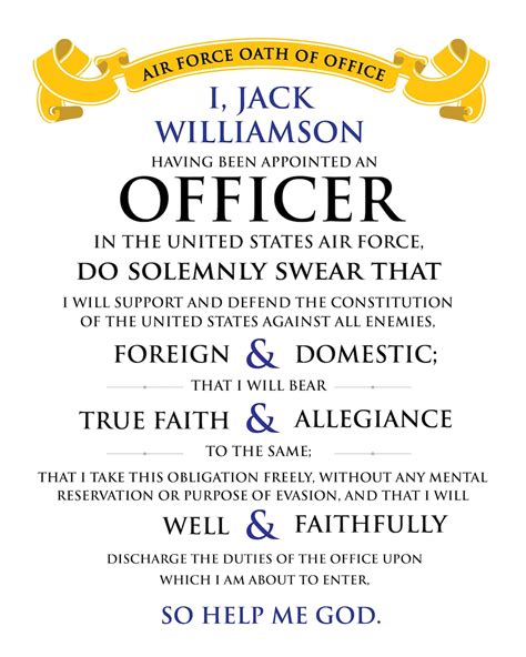 Military Officer S Oath Of Office Air Force Oath Of Etsy