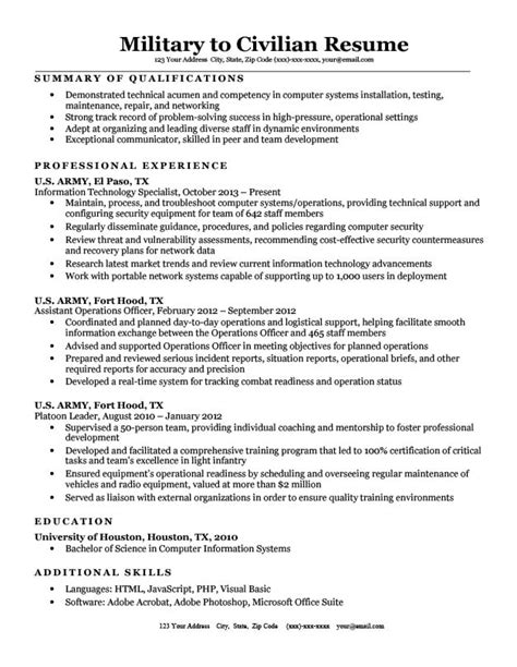 Military To Civilian Resume Sample Tips Resume Companion