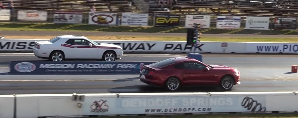 Mustang Gt Battles Traction Troubles Still Beats Challenger R T