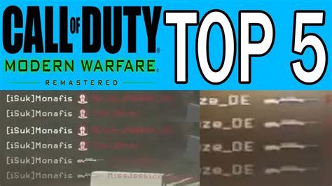 Mwr Top 5 Plays 1 Call Of Duty Modern Warfare Remastered Top Five Kills Of The Week Youtube