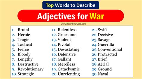 Negative Words To Describe War