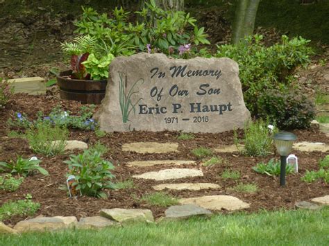 Our Memorial Garden For Our Son Featuring A Custom Made Stone Memorial Garden Memorial