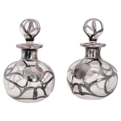 Pair Art Nouveau Steuben Glass 5 3 4 Perfume Bottles W Alvin Sterling Overlay Ebay