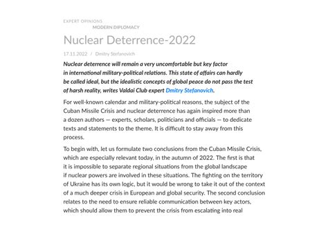 Pdf Nuclear Deterrence 2022