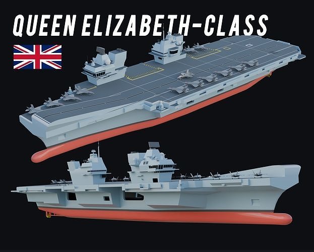 Queen Elizabeth Class Aircraft Carrier 3D Model 9 3Ds Blend Dae Fbx Max Obj Unknown