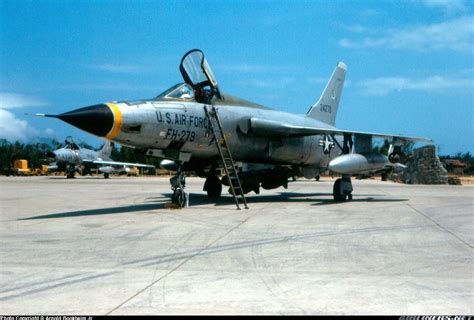 Republic F 105D Thunderchief On The Tarmac A North American F 100D Super Saber Can Be Seen In