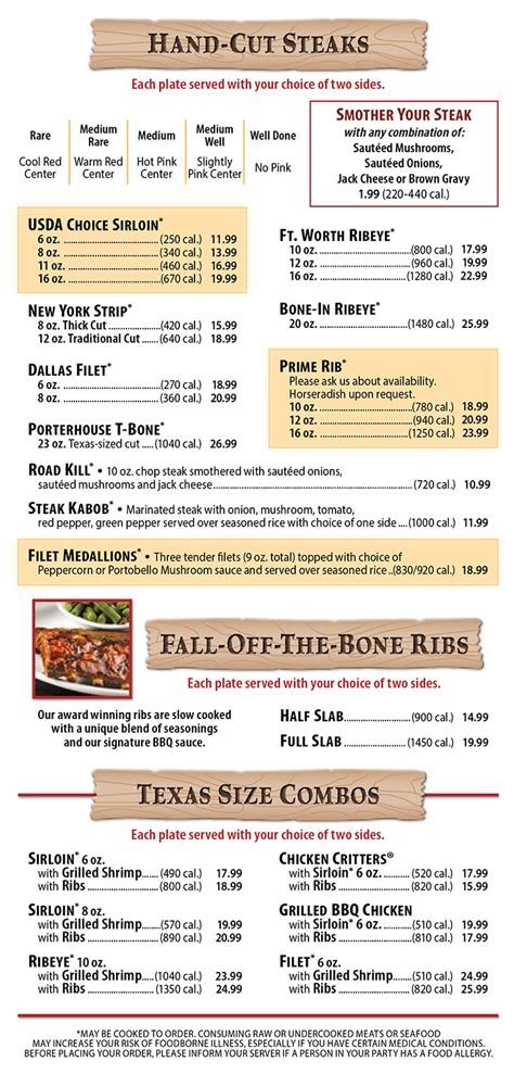 Road House Texas Roadhouse Menu Pdf News Word