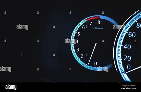 Round Per Minute Rpm Gauge Illuminated On A Car Dashboard Stock Image Image Of Illuminated