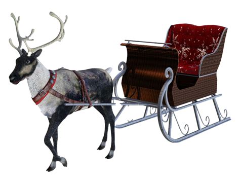 Santa Sleigh Reindeer Winter Holiday Decor Clipart Png All