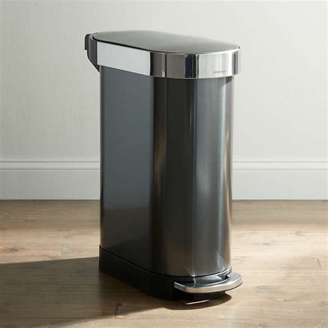 Simplehuman 45 Liter Black Slim Trash Can Reviews Crate And Barrel Canada