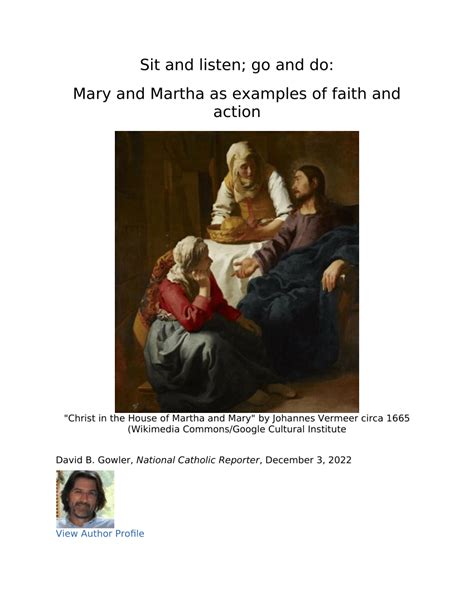 Sit And Listen Go And Do Mary And Martha As Examples Of Faith And Action National Catholic