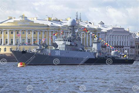 Small Anti Submarine Ship Urengoy Navy Day In St Editorial Stock Photo Image Of Saint