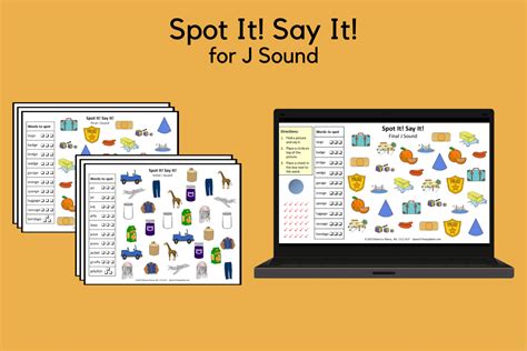 Spot It Say It Pages For J Sound Speech Therapy Ideas