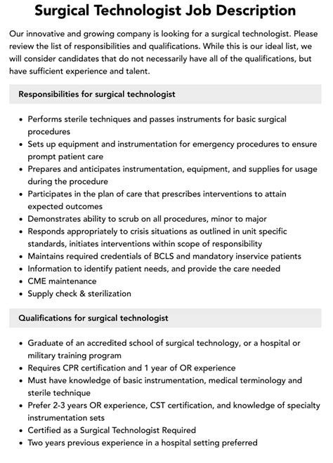 7 Surgical Tech Duties