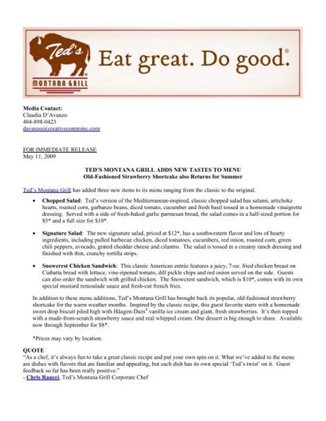 Teds Montana Grill Email Sign Up